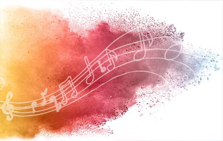 A water color painting of music notes